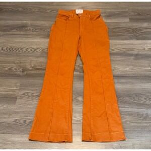 Revice Denim Burnt Orange Star Flare Jeans High Waisted Front Seam Size 26